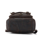 Leather commuter backpack, back view