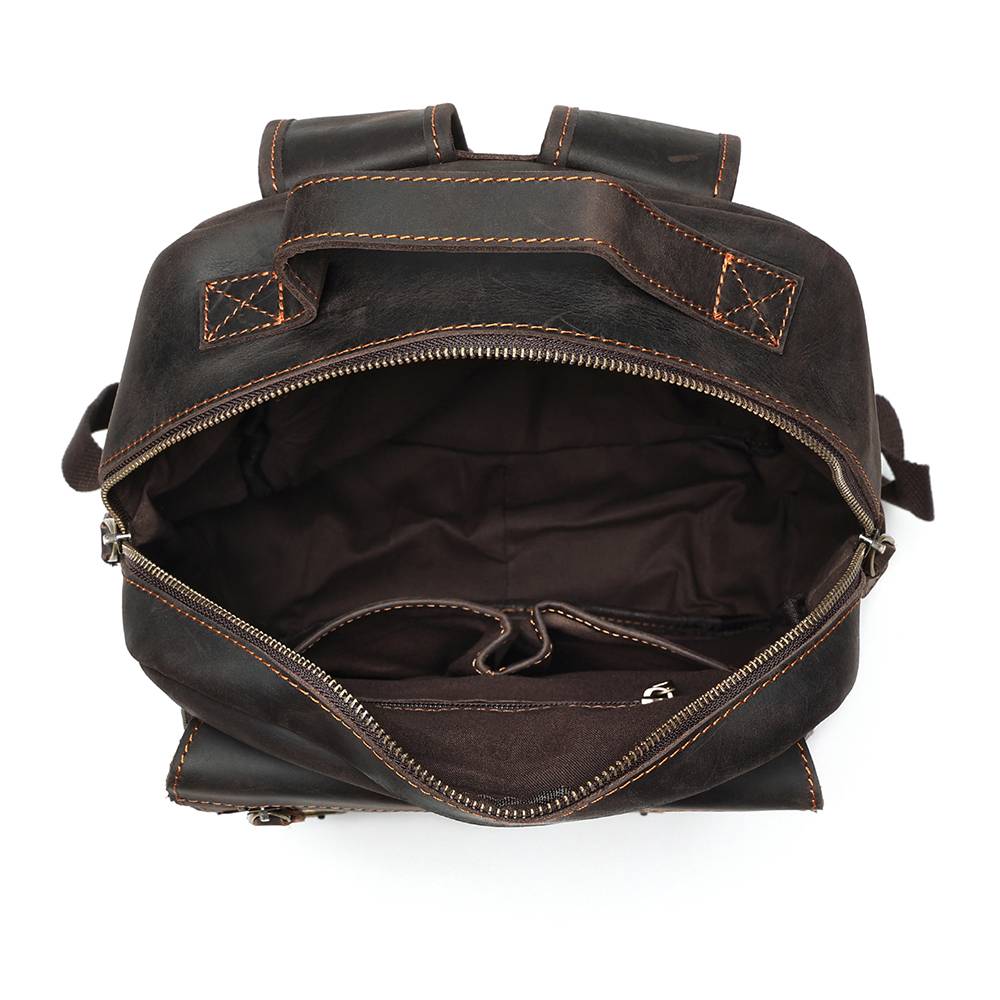 Leather commuter backpack, another angle