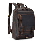 Leather commuter backpack, interior view