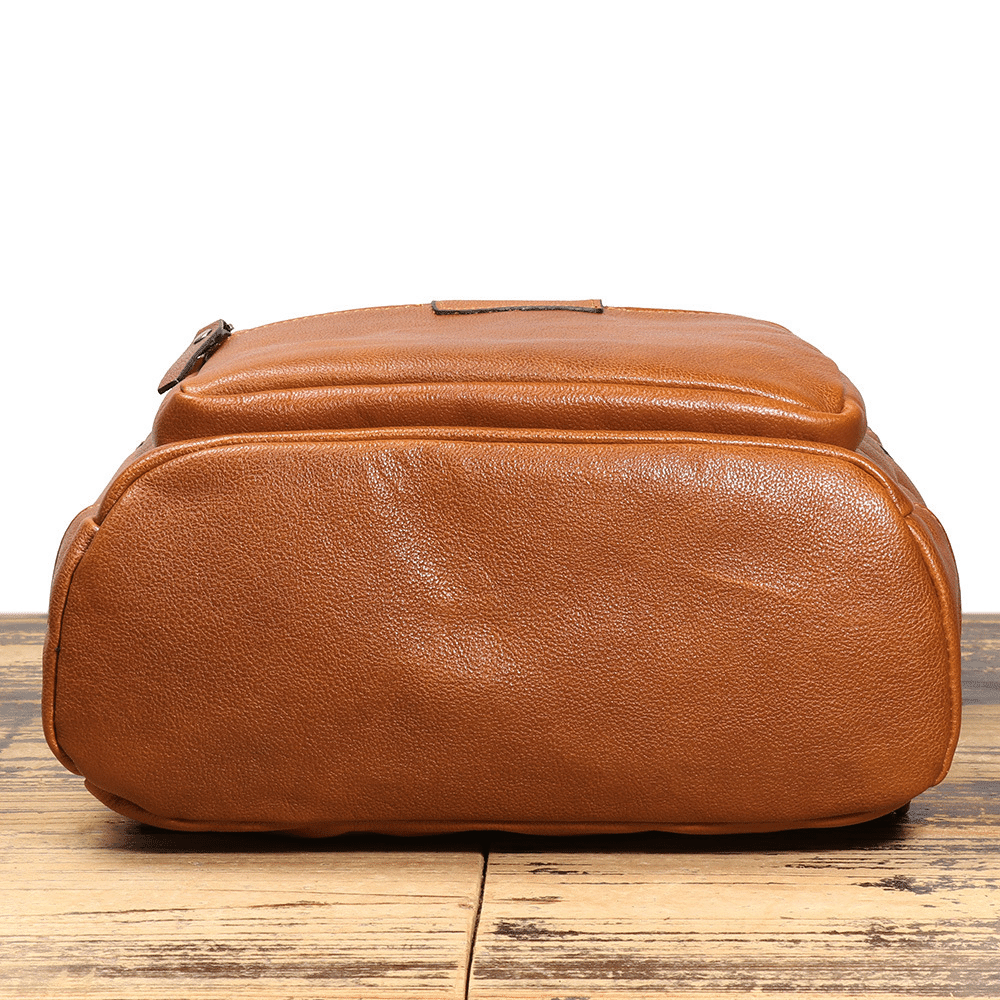 Brown men's computer backpack, another angle