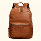 Vintage brown men's leather computer backpack