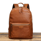 Brown men's computer backpack, back panel detail