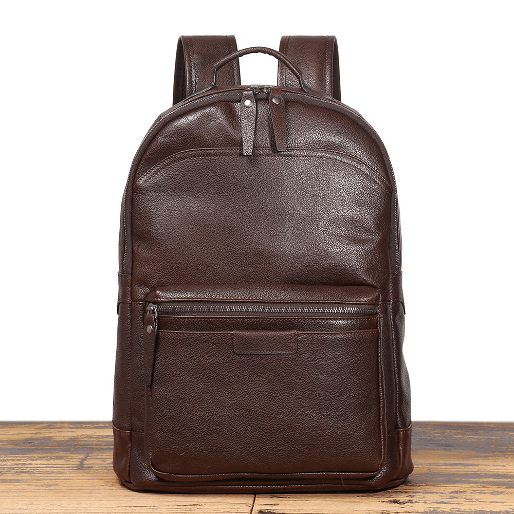 Vintage dark brown men's leather computer backpack