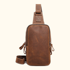 Vintage brown men's leather crossbody bag