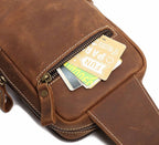 Brown men's crossbody bag, side view