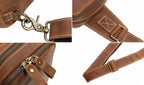 Brown men's crossbody bag, front pocket detail