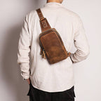 Brown men's crossbody bag, another angle