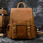 Vintage brown men's leather daypack