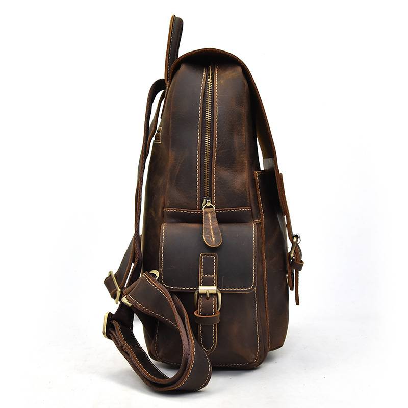 Dark brown men's daypack, another angle