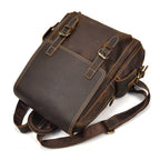 Dark brown men's daypack, leather grain