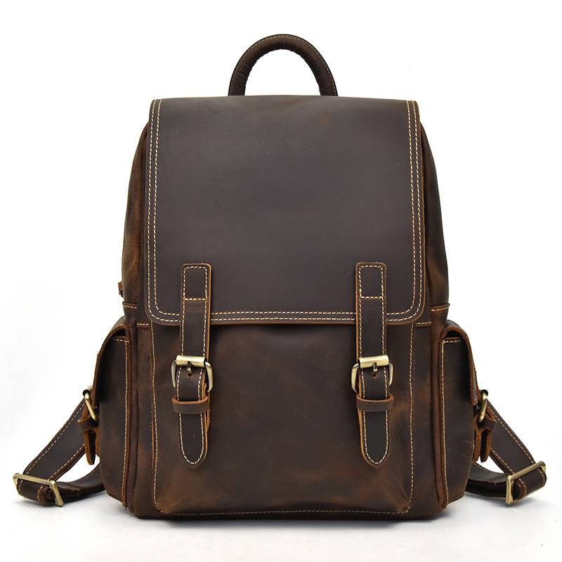 Dark brown men's daypack, interior view