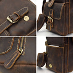 Dark brown men's daypack, side view