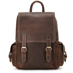 Dark brown men's daypack, front pocket detail