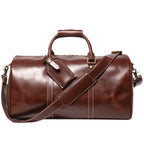 Reddish brown men's duffle bag, interior view