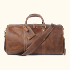 Vintage brown men's leather duffle bag