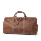 Vintage brown men's duffle bag, hardware detail