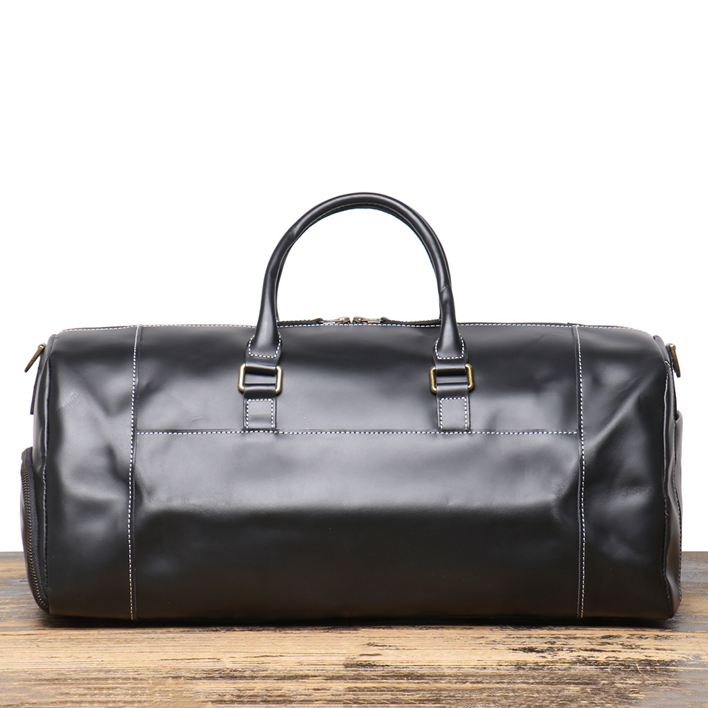 Vintage black men's leather gym bag