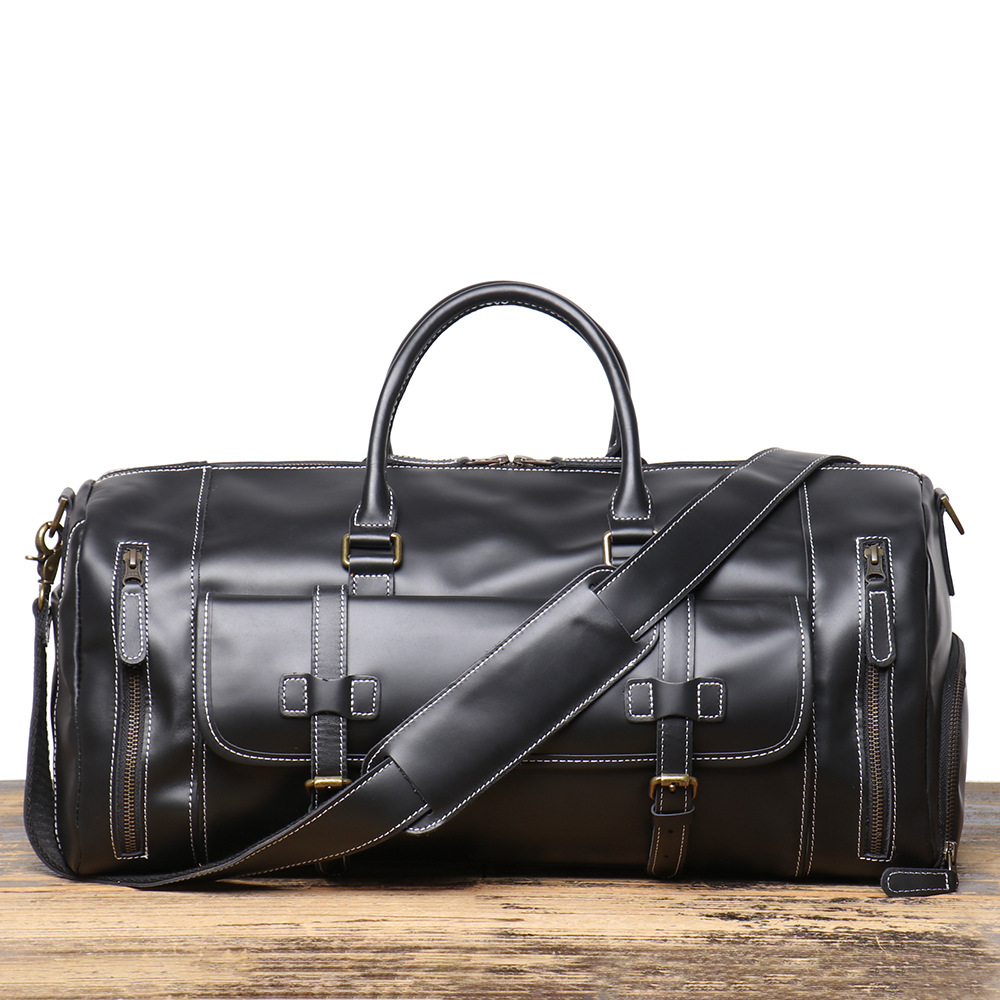 Black men's gym bag, side view