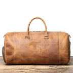 Brown men's gym bag, flat lay