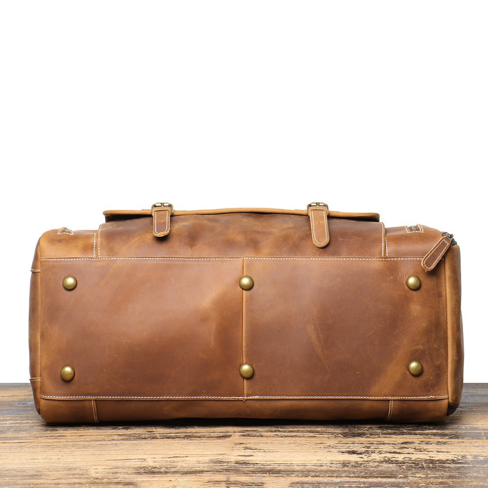 Brown men's gym bag, interior view