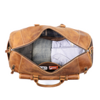 Brown men's gym bag, side view