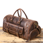 Dark brown men's gym bag, interior view