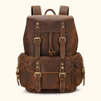 Vintage brown men's leather knapsack