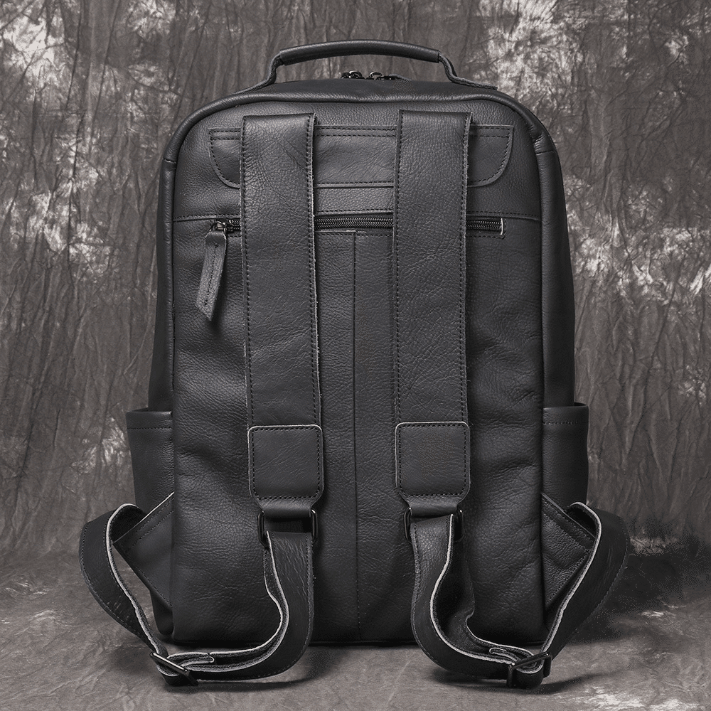 Black men's laptop backpack, side view