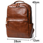 Brown men's laptop backpack, back view