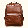 Vintage brown men's leather laptop backpack