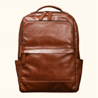 Vintage brown men's leather laptop backpack
