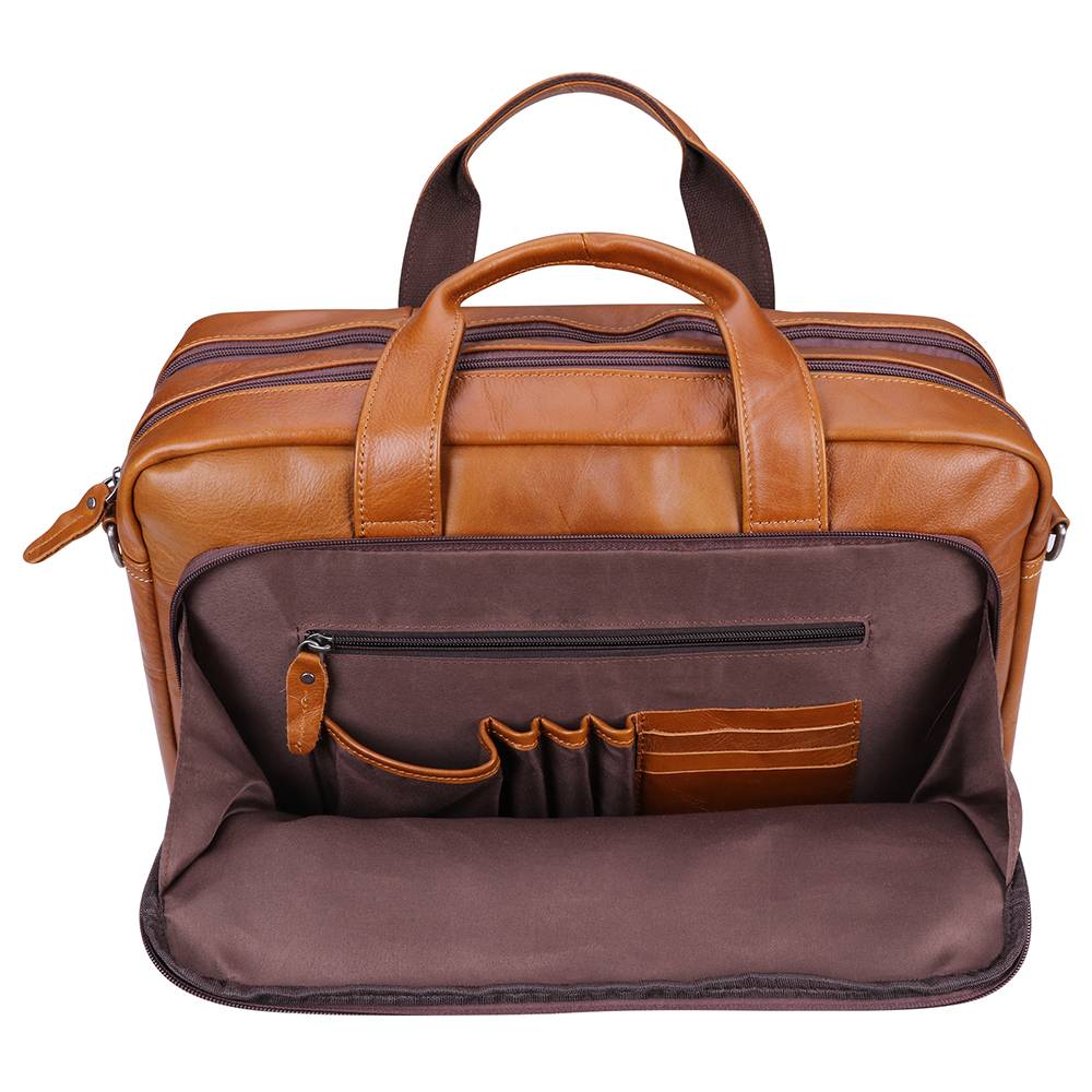 Brown men's laptop bag, another angle