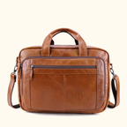Vintage brown men's leather laptop bag