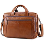 Brown men's laptop bag, interior view