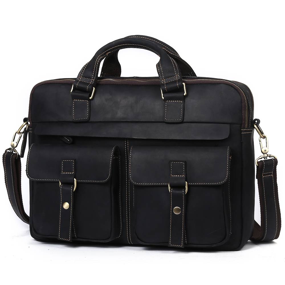 Black men's laptop bag, side view