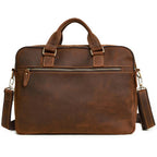Brown men's laptop bag, hardware detail
