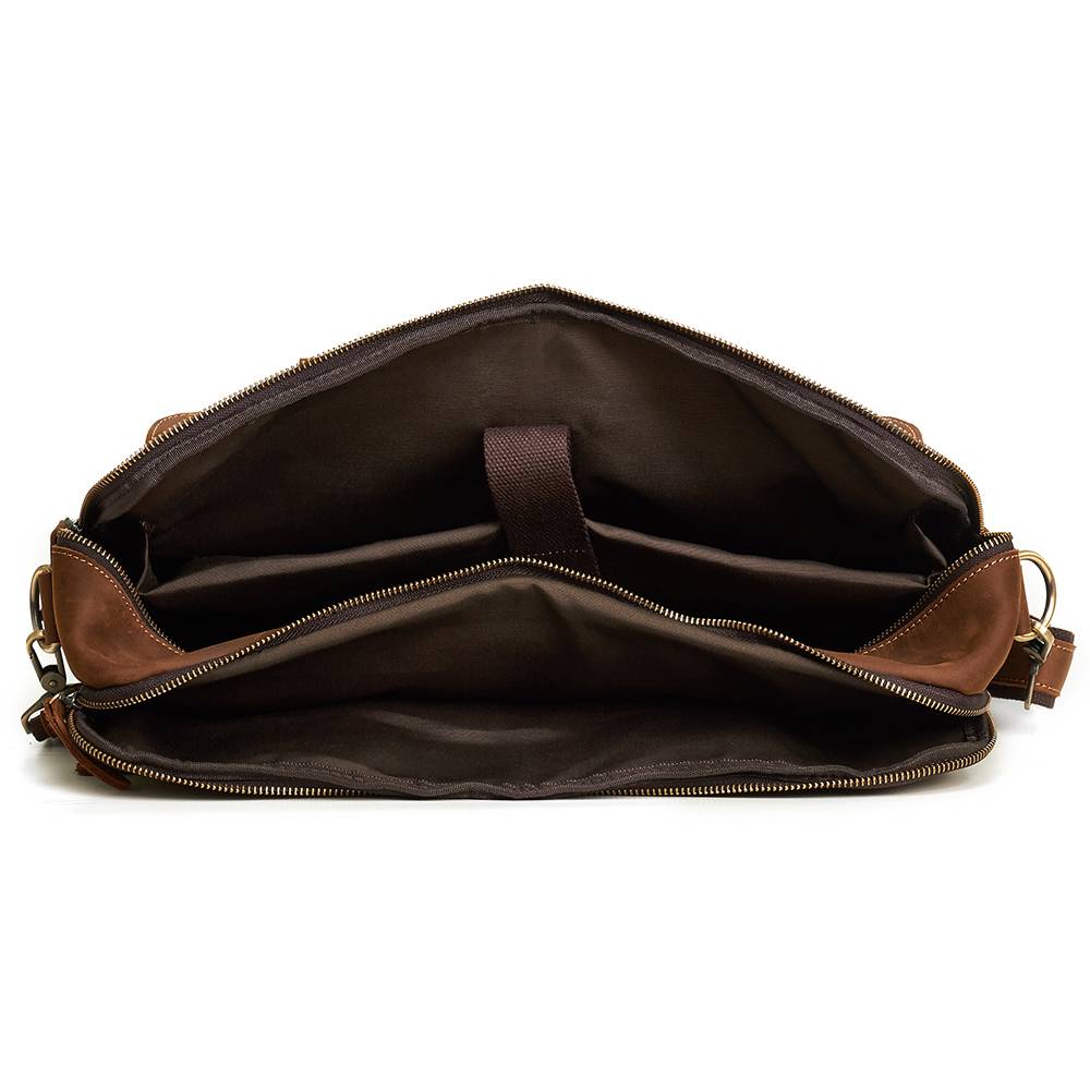 Brown men's laptop bag, back view