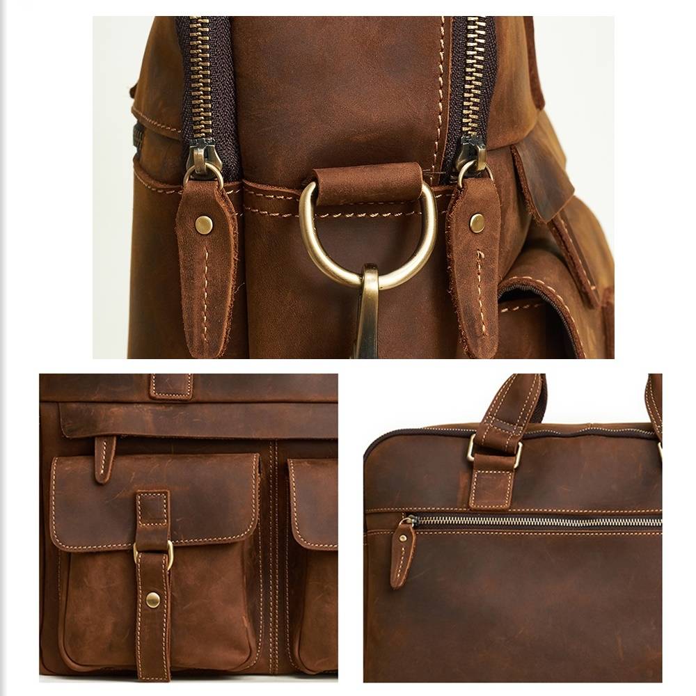 Brown men's laptop bag, another angle