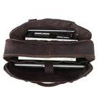 Dark brown men's laptop bag, buckle detail