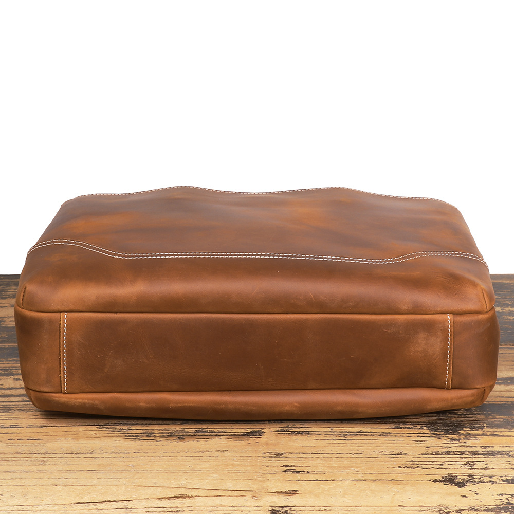 Brown men's laptop case, side view