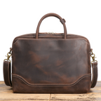 Dark brown men's laptop case, side view