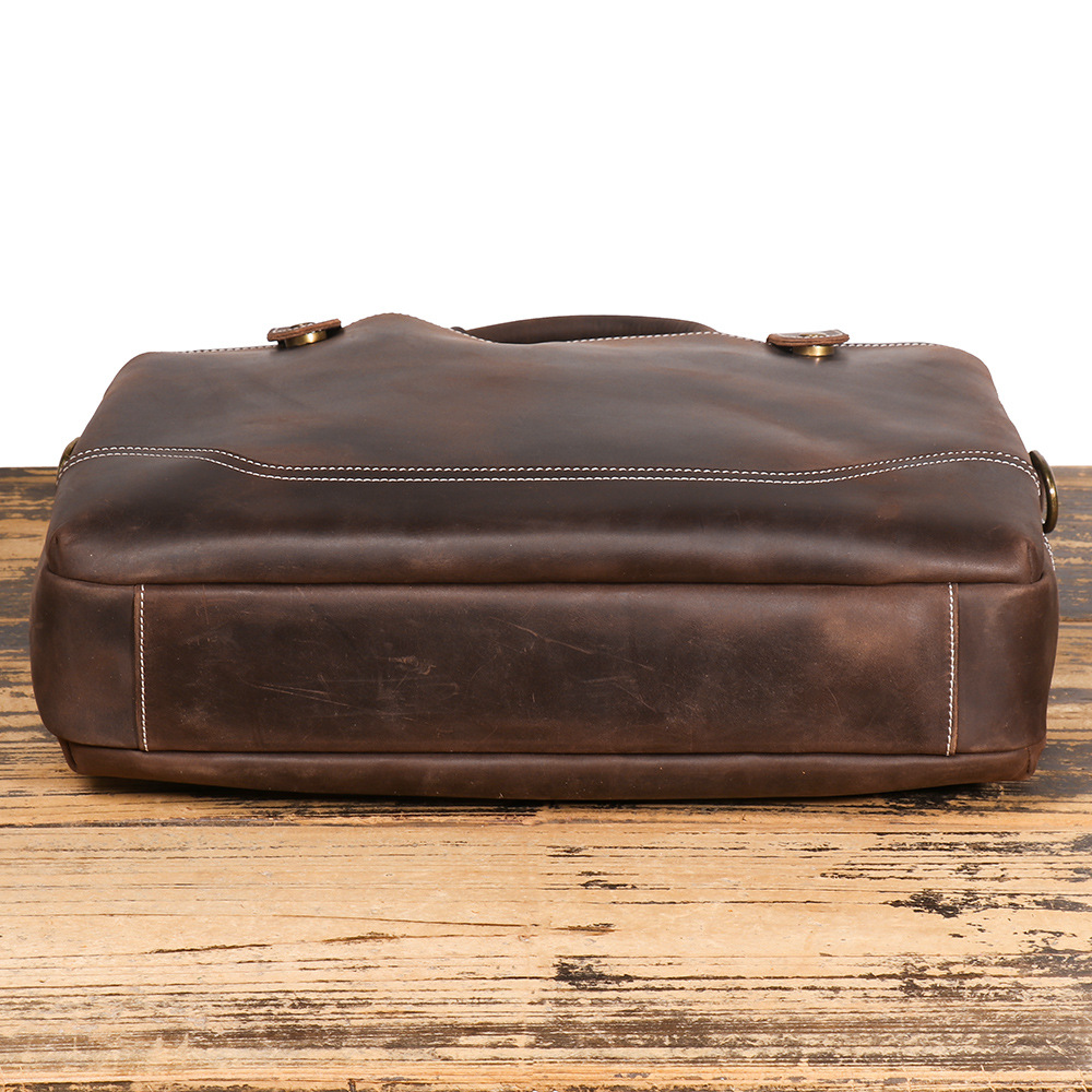 Dark brown men's laptop case, back view