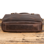 Dark brown men's laptop case, back view