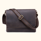 Vintage dark brown men's leather messenger bag