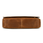 Brown men's messenger bag, bottom view