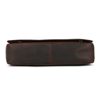 Dark brown men's messenger bag, bottom view