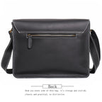 Black men's messenger bag, buckle detail