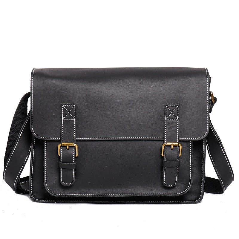 Black men's messenger bag, back view
