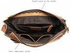 Brown men's messenger bag, buckle detail