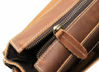 Brown men's messenger bag, leather grain
